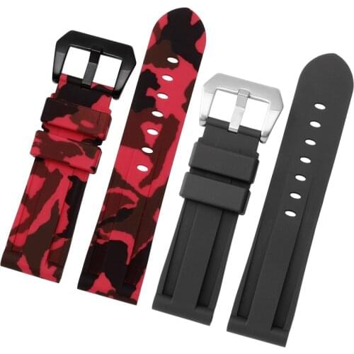 Silicone watchband For mens PAM111 386 441 series wristband straps 20mm 22mm 24mm 26mmWaterproof sports camouflage bracelet