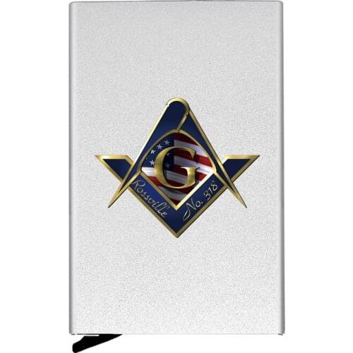 High Quality Metal Men Women Credit Card Holder American Fag Masonic Printing Travel ID Cardholder Case Rfid Wallet