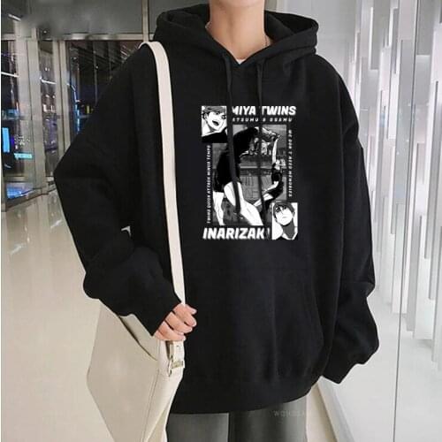 Japan Anime Haikyuu Miya Inarizaki Patchwork Hoodies Men Harajuku Fashion Streets Funny Twins Atsumu Miya/Osamu Miya Sweatshirts