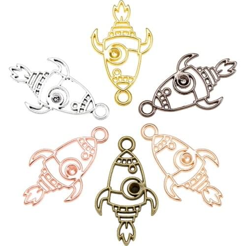 YuenZ 15 pcs Six Color Hollow rocket Charms Alloy Metal rocket Pendants For DIY Handmade Jewelry Accessories Making
