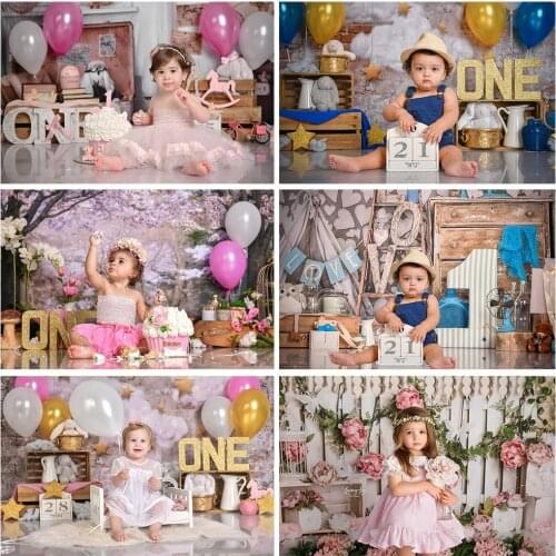 Birthday Photography Backdrops 1st Baby Shower Cake Smash Photo Background Children Newborn Portrait Party Decorations Props