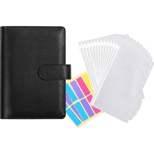 12 Pieces of Transparent Plastic A6 Binder Envelopes,Waterproof Cash Budget Envelope System,with Label Stickers