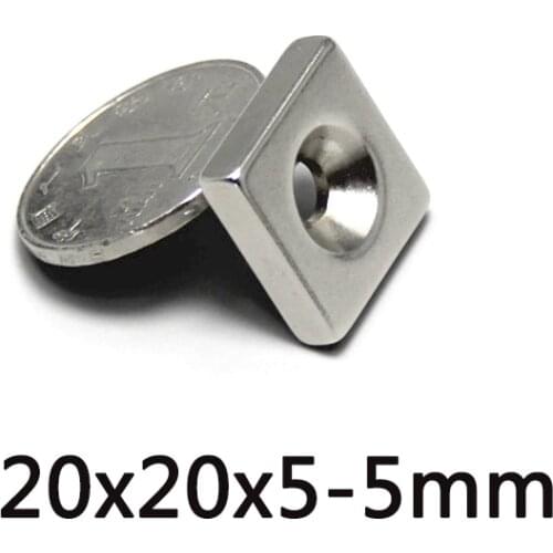 30~100PCS 20x20x5-5 Super Neodymium Magnets Countersunk hole N35 Block Permanent Magnet 20x20x5-5mm Powerful Magnet 20*20*5-5mm