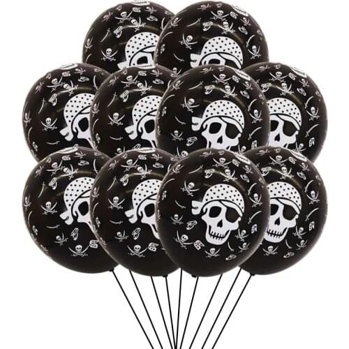 30pcs Pirate Skull Latex Balloon Halloween Ghost Festival Balls Masquerade Funny Venue Party Decoration Childrens Toys Supplies