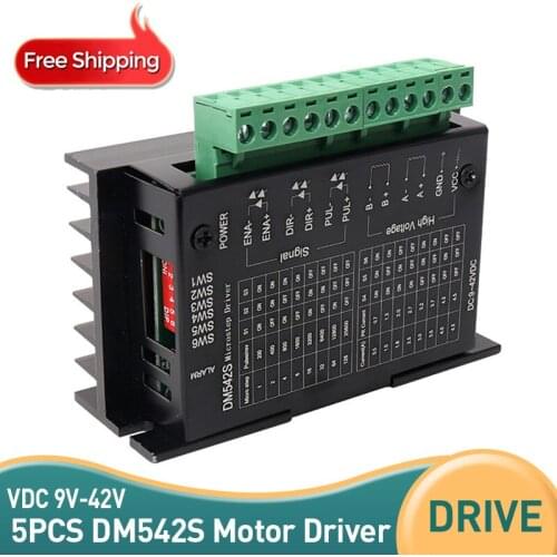 5Pcs Cloudray 2-Phase Stepper Motor Driver DM542S Supply Voltage 18-50VDC Output 1.0-5.0A Current