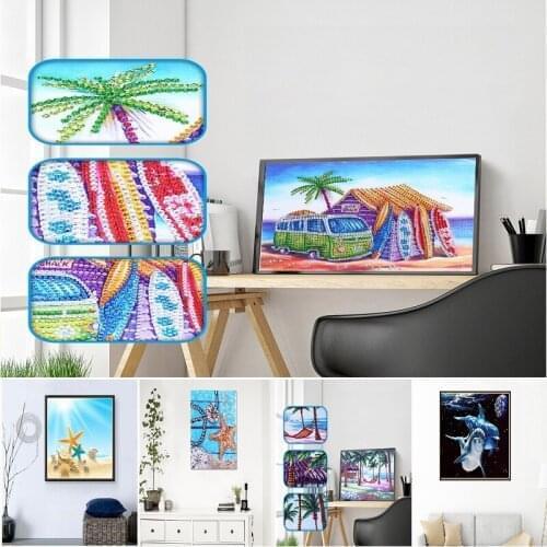 5D Diamond painting Starfish on the beach Cute Dolphin Cross Stitch Rhinestone Embroidery Home kids room Decor Sticker Poster
