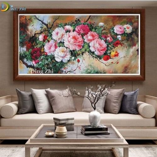 5D Flowers Picture Diamond Embroidery Diy Diamond Painting Mosaic Hand Drawn Artistic Peony Cross Stitch Full Square Round Drill
