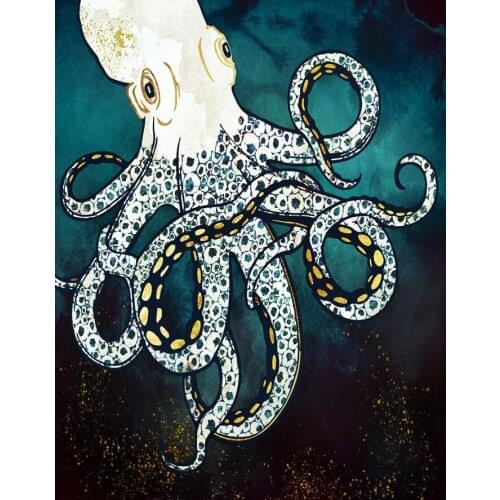 Retro Abstract Octopus Canvas Painting Vintage Ocean Poster Prints Nautical Coastal Wall Art Picture Painting Home Wall Decor