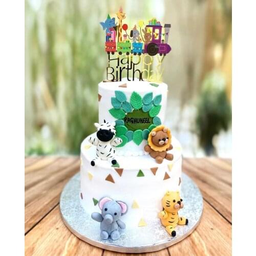 Happy Birthday Acrylic Cake Topper Colorful train Childrens Birthday Cake Flag For Kids Birthday Party Cake Decoration Supplies