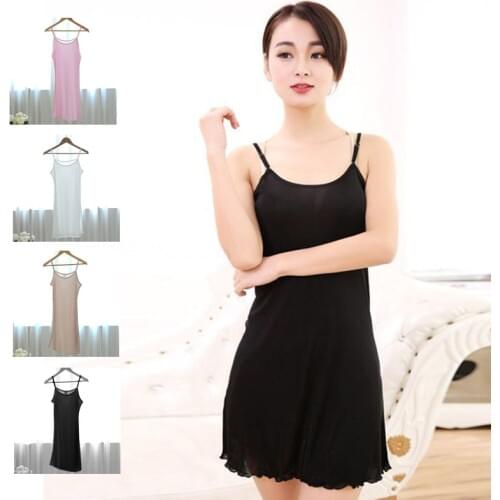 Birdsky OR-62, Women mulberry silk sleeveless camisole nightdress nightgown petticoat, full slips underdress, 4 colors
