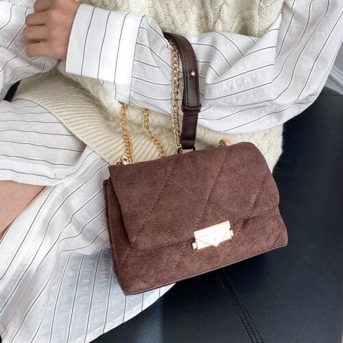 Branded Trend large PU Velvet Crossbody Bags for Women 2021 Elegant Chain Shoulder Handbags Womens Trending Cross Body Bag