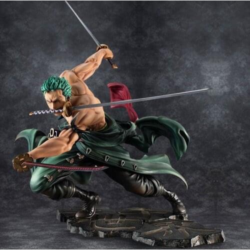 18cm One Piece Anime Figure Luffy Roronoa Zoro With Swords Statue Model Toy Home Decoration Sculpture Doll