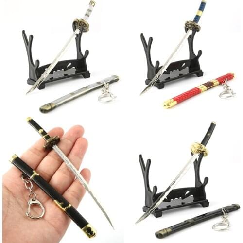 Anime One Piece Snow Knife Keychain Roronoa Zoro Sword Weapon Metal Pendant Key Ring Car Key Chains Cosplay Jewelry Accessories