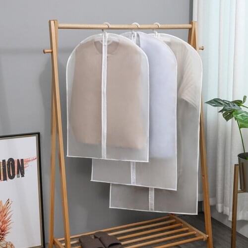 5pc Clothes Dust Cover For Hanging Clothes Bag Household Wardrobe Dustproof Moisture-Proof Transparent Clothes Cover With Zipper