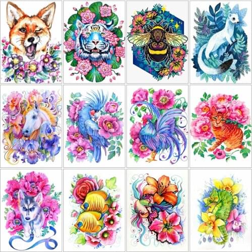 Diy 5d Full Diamond Painting Embroidery Animal Square Round Drill Flower Wolf Horse Tiger Mosaic Furniture Decoration Hobby Gift