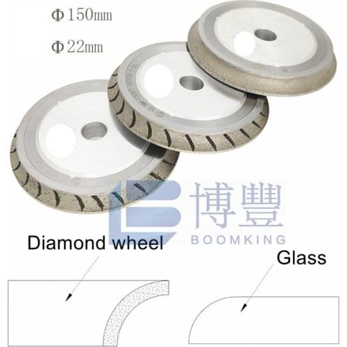 Arc diamond wheels 150*22-7/8/10/12/15/19 mm Grit 80/100/120/150/180/240# for glass machine