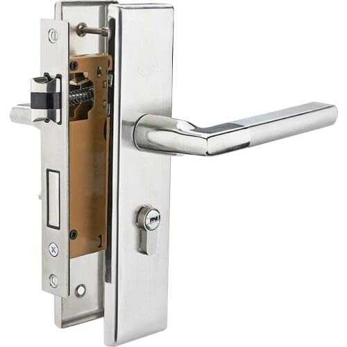 Stainless Steel Handle Door Locks For Wooden Doors Indoor Bedroom Furniture Cabinet Hardware Door Mute Lock with Keys