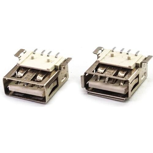 Female SMT USB 2.0 Type AF 4Pin 2 Feet 90 Degree Crimping Charge Plug Socket Jack Connector Wire Adapeter