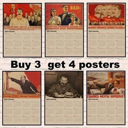 World war II Russian Comrade Joseph Stalin Leninist political Soviet Union USSR CCCP 2022 Calendar poster Retro decor