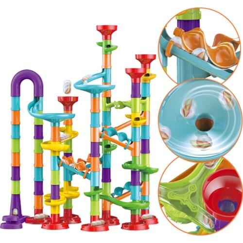 Marble Race Run Big Block Educational Toys Building Blocks Funnel Slide Blocks DIY Big Bricks Toys For Children gift 45-142PCS