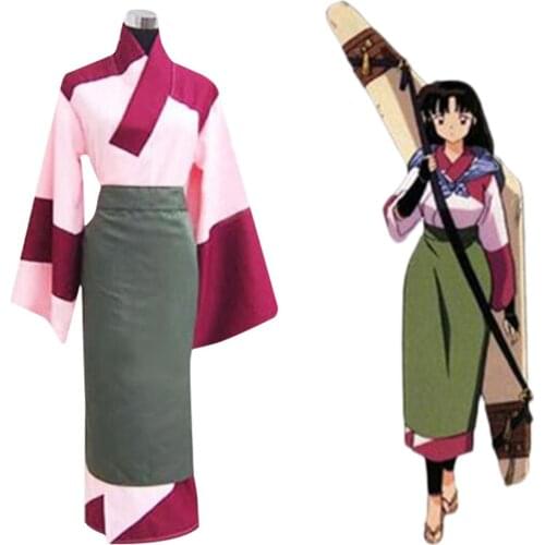 Inuyasha Sango Cosplay Costume Kimono Robe Clothes For Adult Women