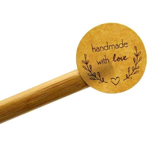 80pcs Round Love garland handmade with love DIY decorative stickers Kraft paper white transparent Sealing Label Sticker