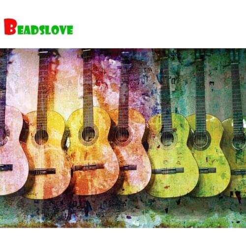 Full drill square round 5D diamond painting Music guitar color art Pictures cross stitch kit diamond embroidery diamond mosaic