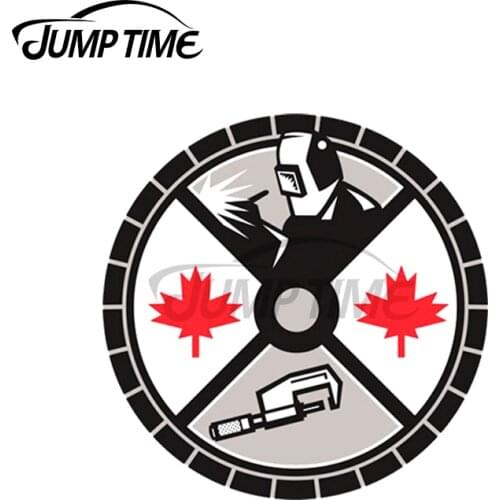 Jump Time 13 x 13cm For Welder Caliper Maple Leaf Circle Retro Funny Car Sticker Any Flat And Smooth Clean Surface Decal Vinyl