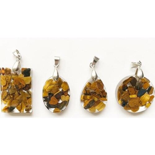 Natural Tiger Eye Stone Beads Pendant Handmade Resin Jewelry Crystal Stone Materials Reiki Healing Stones Chip Beads Jewelry