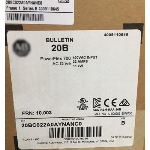 New original AB Allen Bradley Inverter 20BC022A0AYNANC0