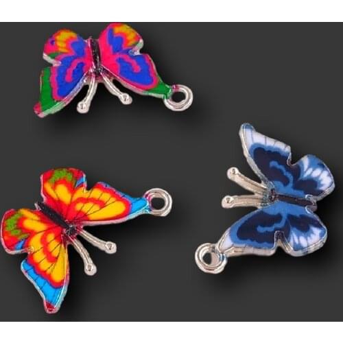 9pcs Butterfly Charms Enamel Flying Animal Pendants Hip Hop DIY Handmade For Women Gift Jewelry Making Accessories 21*16mm P395