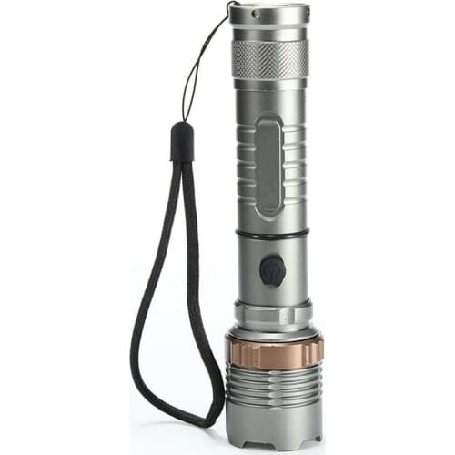Portable Elfeland Tactical Military T6 Flashlight LED Rechargeable Zoomable Flashlight Torch Aluminum Alloy with Lotus Head