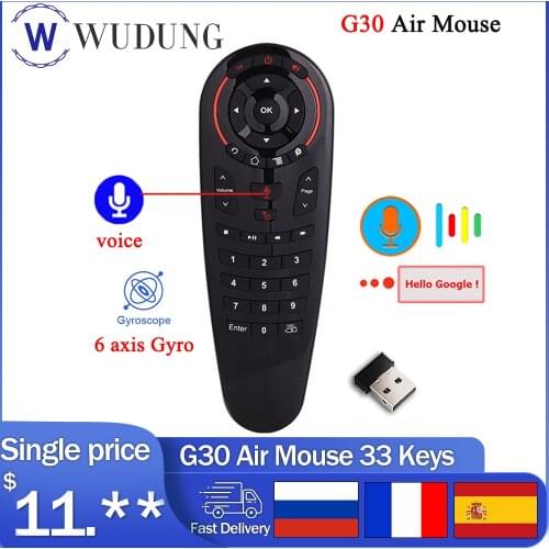 G30 Air Mouse Voice Control Remote 2.4G Wireless 33 Keys IR learning Gyro Sensing Smart Remote for Android TV Box X96Q H96