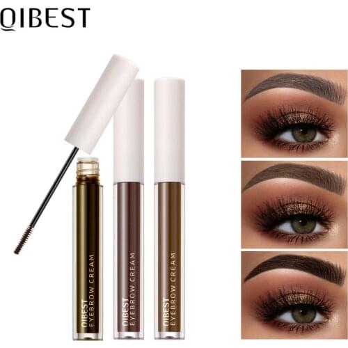 QIBEST Eyebrow Mascara Cream 5 Colors Ultra Fiber Brush Makeup Waterproof Eye Brow Cosmtic Long Lasting Dyeing Eye Brow Gel