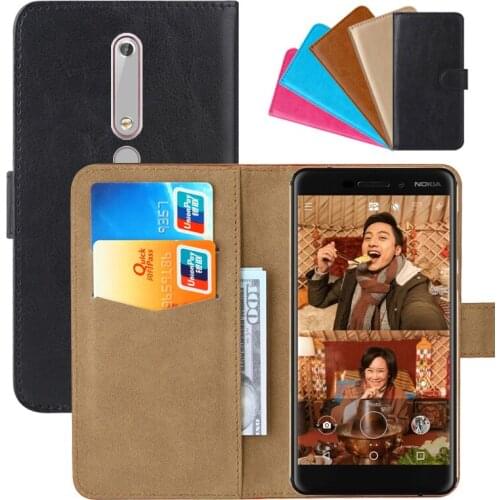 Luxury Wallet Case For Nokia 6.1 PU Leather Retro Flip Cover Magnetic Fashion Cases Strap