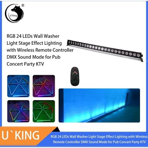 U'King RGB 24 LEDs Wall Washer Light Stage Lighting Effect DMX Sound Mode for Pub Concert Party KTV