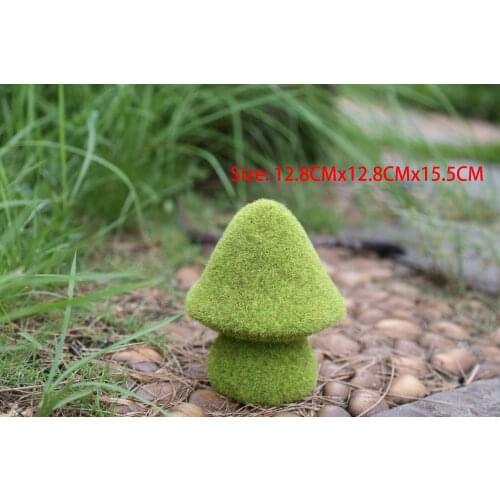 12.8CMx15.5CM outdoor garden grass green ornaments balcony garden window photo decoration resin simulation flocking mushroom