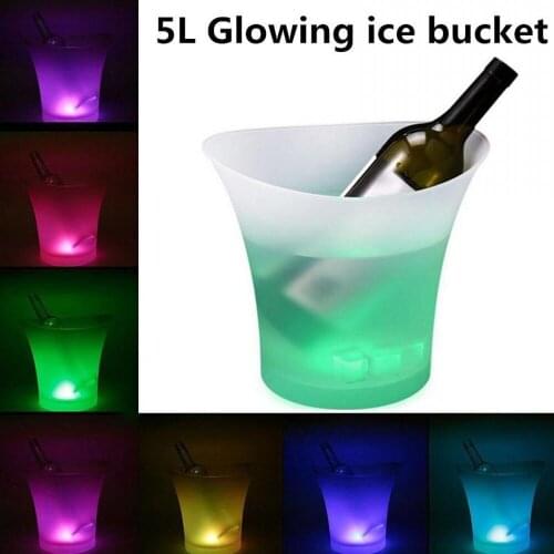 5L Waterproof Glowing led Ice Buckets 7 Color LED Bars Ice cooler Nightclubs Light Up Champagne wine Beer Bucket