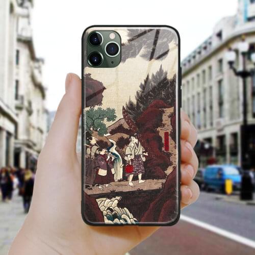 Vintage Japanese style Shanao soft Silicone Glass Phone Case Cover Shell For iPhone SE 6 6s 7 8 Plus X XR XS 11 12 Mini Pro Max