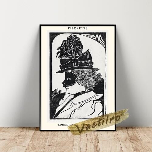 Samuel Jessurun De Mesquita Museum Exhibition Poster, Samuel Mesquita Pierrette Wall Picture, Black White Character Art Prints