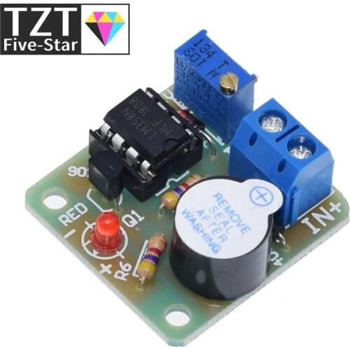 TZT 12V LM358 Accumulator Sound Light Alarm Board Buzzer Prevent Over Discharge Controller Module Without Overvoltage Protection