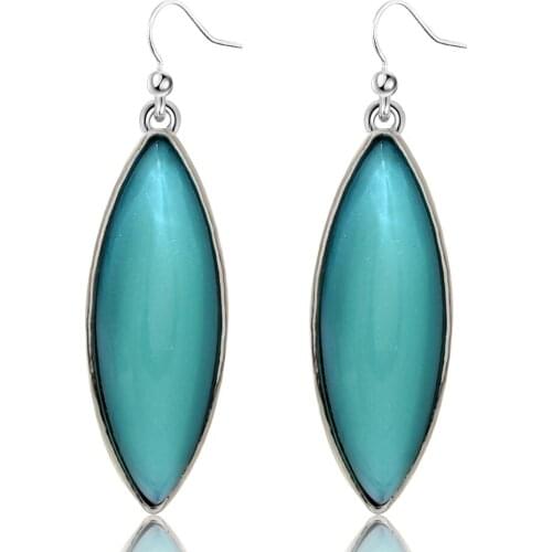 2021 New Fashion Jewelry Gold Silver Plated Blue Ellipse Crystal Drop Earring for Women Ladies Water Drop Dangle Earrings Gift