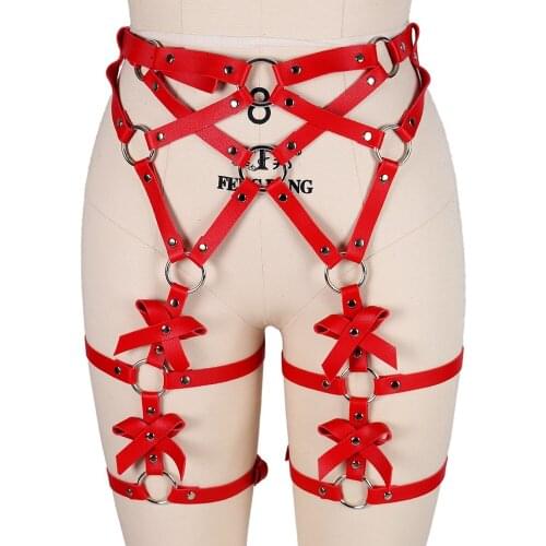 Sexy Harajuku Tight Leg Harness Bondage Suspender Strap Belts Women Adjust PU Leather Garter Belt Punk Elasticity Body Harness