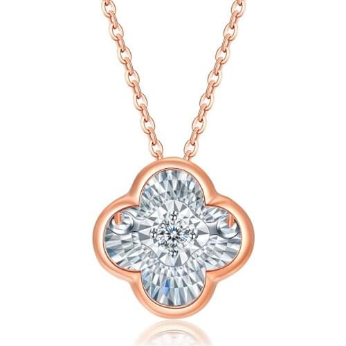 ZOCAI Fine 18K Gold Shining Flower Diamond Necklace Choker Pendant Adjustable Jewellery Accessories for Women Girl Weddi