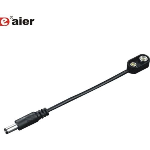 10PCS 100mm Wire With 5.5 X 2.1mm DC Plug The Negative Is Inside Battery Holder Connector 9 Volt