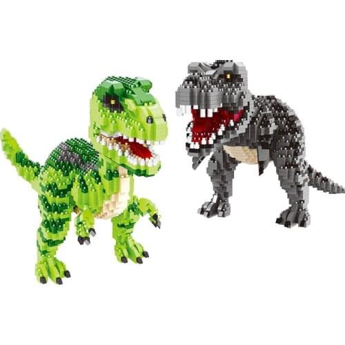 1457pcs+ 16089 16088 Mini Blocks Green Dinosaur Building Toy Classic Model Jurassic Park Figure Toys Home Fun Game