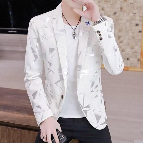 2021 Mens Printed Handsome Slim blazer Youth Spring and Autumn Bronzing Leisure blazer Tide