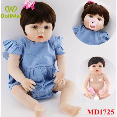 23" Full body silicone vinyl reborn Toy Lifelike model dolls Real touch bebe alive infant dolls baby Child play house briquedos