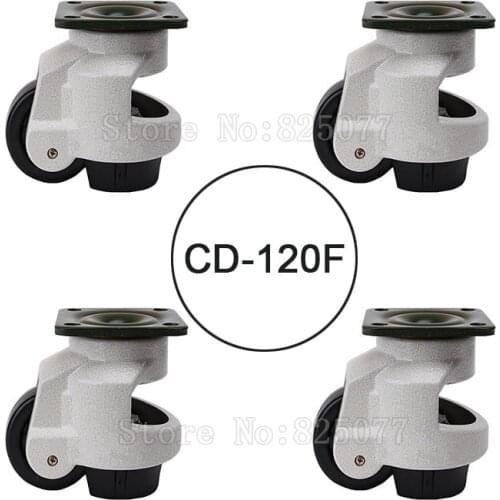 4PCS CD-120F Load Bearing 1000kg/pcs Level Adjustment MC Nylon Wheel and Aluminum Pad Leveling Caster Industrial Casters JF1555