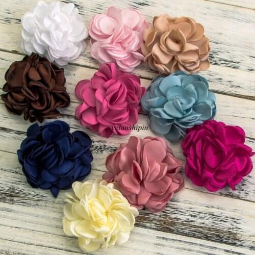 50pcs/lot 8CM 20 Colors Hair Clips Vintage Soft Artificial Fabric Flowers For Headbands Chic Hair Flowers For Kaids Accessories